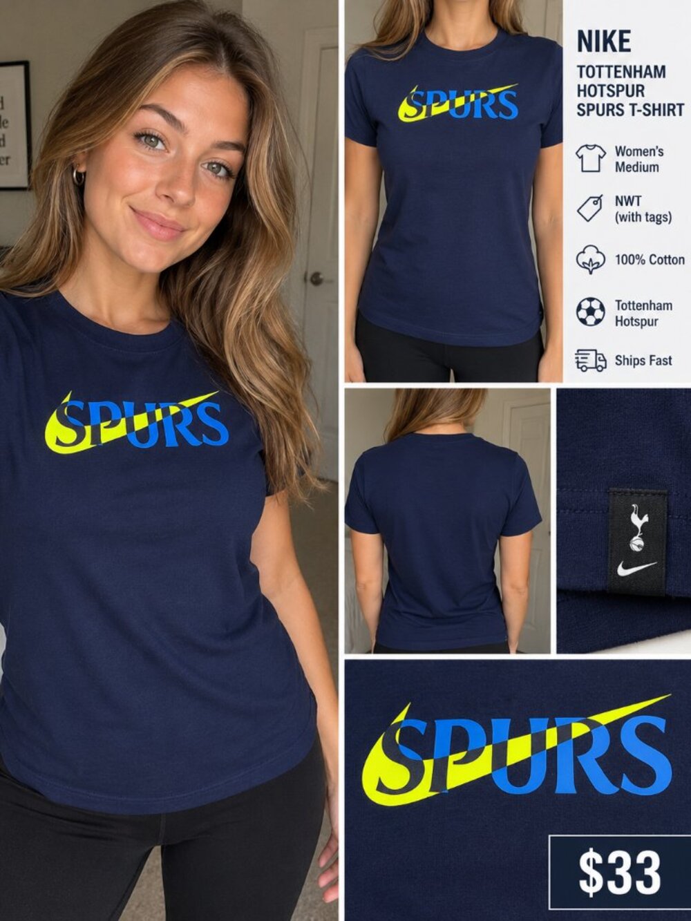 ⚽🔥 NIKE TOTTENHAM HOTSPUR SPURS WOMEN’S TEE – NWT – SIZE M 🔥⚽